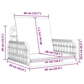 vidaXL Scaun balansoar cu perne, 63x58x39 cm, poliratan și oțel