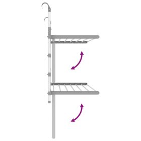 vidaXL Drying Rack for Balcony 89x25x(60-95) cm Aluminium