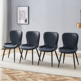 The Black Minimalist Ergonomic Dining Chair Comes In A Pack Of 4, With A Comfortable Design Of Extended And Curved Seat Cushions, Unlocking A Comforta