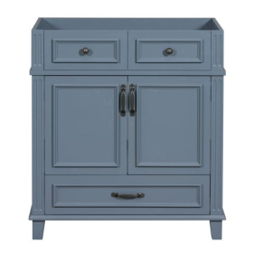 30 Inch Bathroom Vanity Topless, Solid Wood Frame Bathroom Storage Cabinet With Soft Close Door, Frame Only Bathroom Storage Cabinet, Vintage Style, B