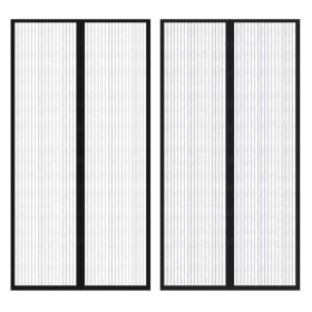 Insect Door Curtains 2 pcs 82.7"x39.4" Magnet Black