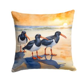 Oystercatchers Foraging Throw Pillow Machine Washable, Indoor Outdoor Decorative Pillow for Couch, Bed or Patio, 14Hx14W