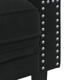 vidaXL Canapea Chesterfield cu pernuțe/3 locuri, negru, catifea