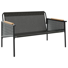 vidaXL Bancă de grădină cu perne, negru, 116 cm, oțel