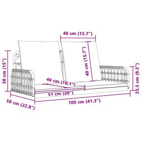 vidaXL Bancă de balansoar cu perne, 105x58x38 cm, poliratan și oțel