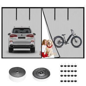 Magnetic Garage Door Screen Single-Car Garage Screen Mesh Fiberglass Garage Net with Magnetic Closure 4 Buckle Straps for One Cars (Size Options: 16*7FT)